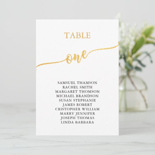 Elegant Gold Table Number 1 (zetelgrafiek) Kaart (Staand voorkant)