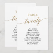 Elegant Gold Table Number 20 Seating Chart Kaart (Voorkant / Achterkant)