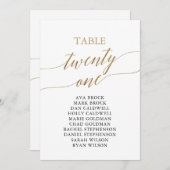 Elegant Gold Table Number 21 Seating Chart Kaart (Voorkant / Achterkant)
