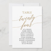Elegant Gold Table Number 24 Seating Chart Kaart (Voorkant)
