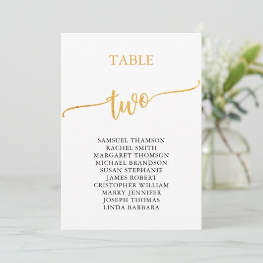 Elegant Gold Table Number 2 (Zitplaatje) Kaart (Staand voorkant)