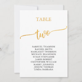 Elegant Gold Table Number 2 (Zitplaatje) Kaart
