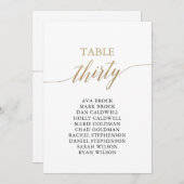 Elegant Gold Table Number 30 Seating Chart Kaart (Voorkant / Achterkant)