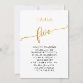 Elegant Gold Table Number 5 Seat Chart Kaart