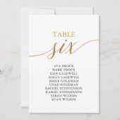 Elegant Gold Table Number 6 Seating Chart Kaart (Voorkant)