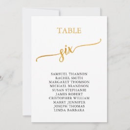 Elegant Gold Table Number 6 Seating Chart Kaart