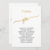 Elegant Gold Table Number 6 Seating Chart Kaart (Voorkant / Achterkant)