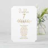 Elegant Gold Table Number 7 Seating Chart ticket Kaart (Staand voorkant)