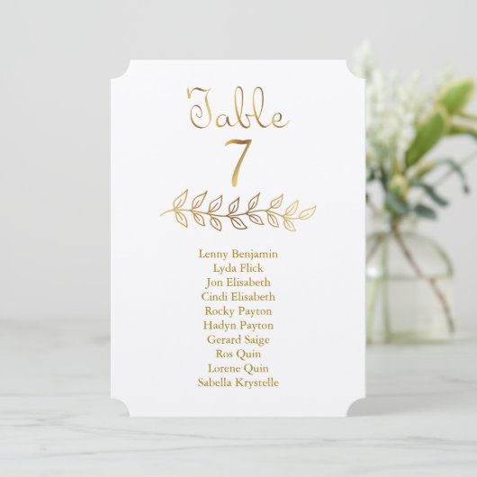 Elegant Gold Table Number 7 Seating Chart ticket Kaart (Staand voorkant)