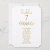 Elegant Gold Table Number 7 Seating Chart ticket Kaart (Achterkant)