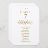 Elegant Gold Table Number 7 Seating Chart ticket Kaart (Voorkant / Achterkant)