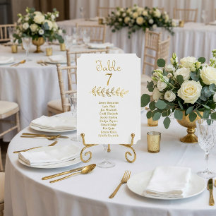 Elegant Gold Table Number 7 Seating Chart ticket Kaart