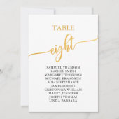 Elegant Gold Table Number 8 Seating Chart Kaart (Voorkant)