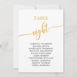 Elegant Gold Table Number 8 Seating Chart Kaart