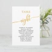Elegant Gold Table Number 8 Seating Chart Kaart (Staand voorkant)
