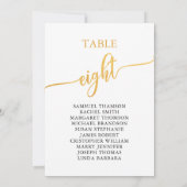 Elegant Gold Table Number 8 Seating Chart Kaart (Achterkant)
