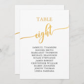 Elegant Gold Table Number 8 Seating Chart Kaart (Voorkant / Achterkant)