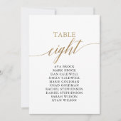 Elegant Gold Table Number 8 Seating Chart Kaart (Voorkant)
