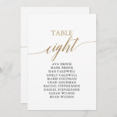 Elegant Gold Table Number 8 Seating Chart Kaart (Voorkant / Achterkant)