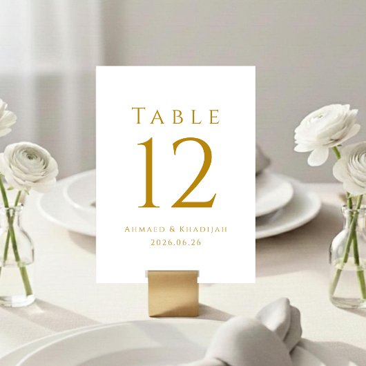 Elegant Gold Table Number Card Kaart