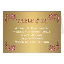 Elegant Gold Table number sjabloon bruiloft