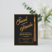 Elegant Gold Tassel Zwart Afstuderen Aankondiging Briefkaart (Staand voorkant)