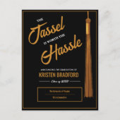 Elegant Gold Tassel Zwart Afstuderen Aankondiging Briefkaart (Voorkant)