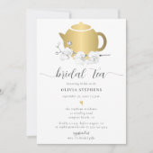 Elegant Gold Tea Pot Orchid Floral Chic Bridal Tea Kaart (Voorkant)