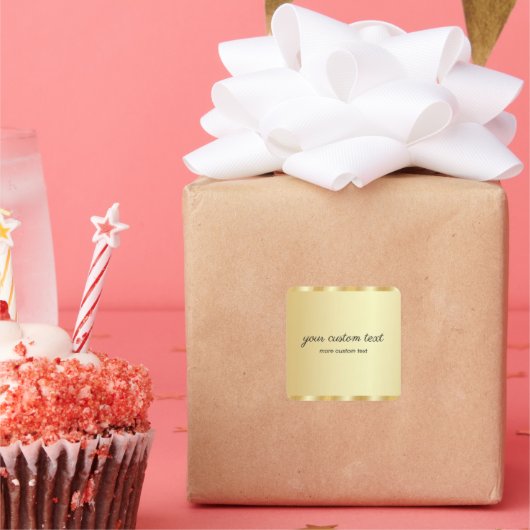 Elegant Gold Template Handwritten Your Custom Text Vierkante Sticker (Feest)