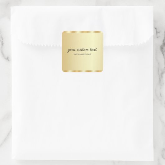 Elegant Gold Template Handwritten Your Custom Text Vierkante Sticker (Tas)