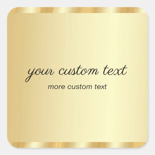 Elegant Gold Template Handwritten Your Custom Text Vierkante Sticker (Voorkant)