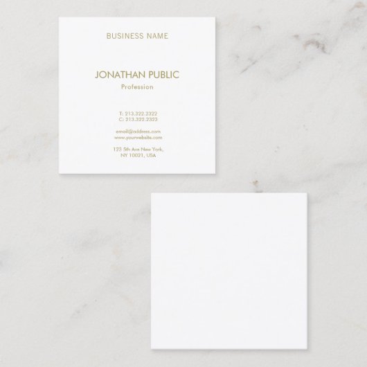 Elegant Gold Text Font Modern Simple Sjabloon Vierkante Visitekaartje (Voorkant / Achterkant)