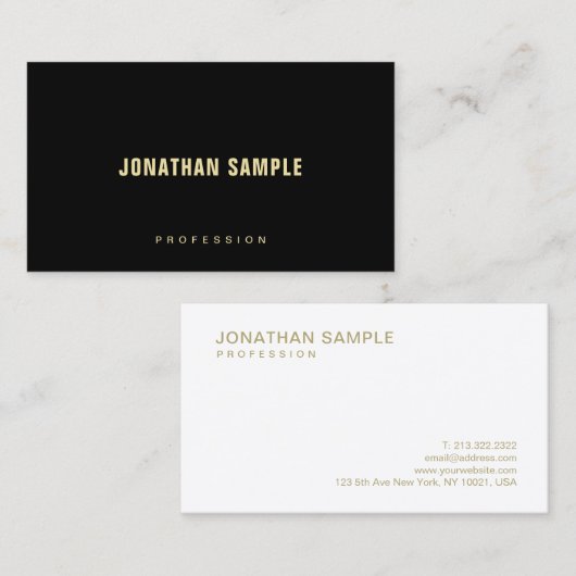 Elegant Gold Text Font Simple Sjabloon Moderne Visitekaartje (Voorkant / Achterkant)