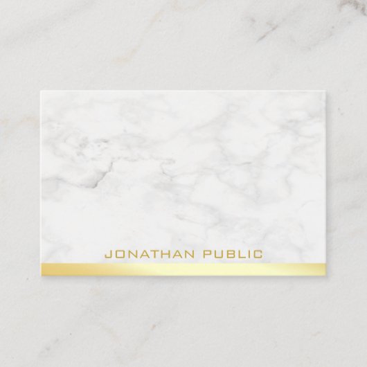 Elegant Gold Text Marble Sjabloon Professional Visitekaartje (Voorkant)
