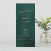 Elegant Gold Text met Green Background Wedding Programmakaart (Staand voorkant)