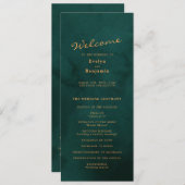 Elegant Gold Text met Green Background Wedding Programmakaart (Voorkant / Achterkant)