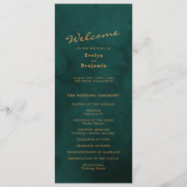 Elegant Gold Text met Green Background Wedding Programmakaart