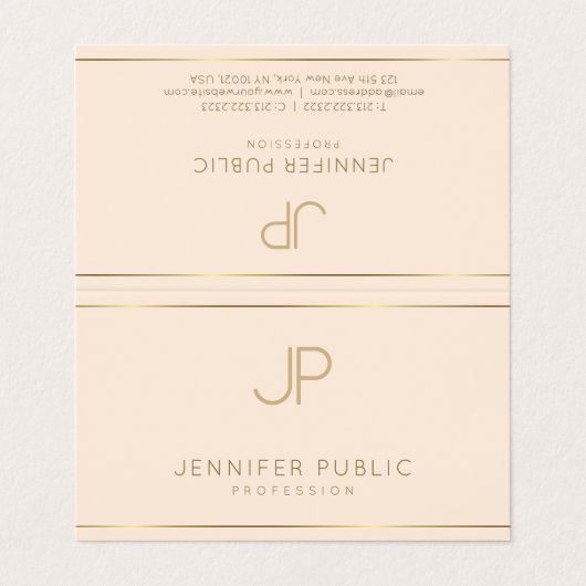 Elegant Gold Text Modern Professional Simple Plain Visitekaartje (Buitenkant ongevouwen)