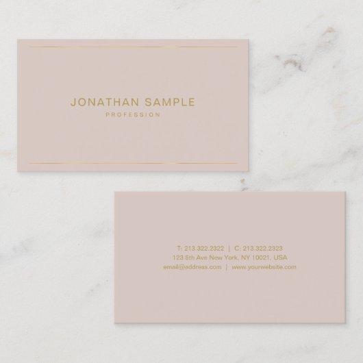 Elegant Gold Text Moderne Sjabloon Eenvoudig ontwe Visitekaartje (Voorkant / Achterkant)