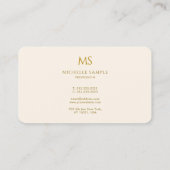 Elegant Gold Text Monogram Luxury Premium Silk Visitekaartje (Achterkant)