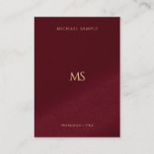Elegant Gold Text Monogram Vertical Luxury Thick Visitekaartje (Voorkant)