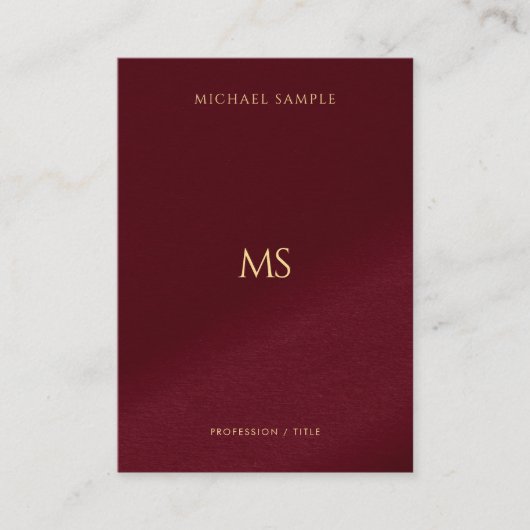 Elegant Gold Text Monogram Vertical Luxury Thick Visitekaartje (Voorkant)
