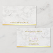 Elegant Gold Text Name Marble Sjabloon Moderne Visitekaartje (Voorkant / Achterkant)