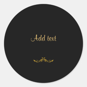 Elegant gold text op zwarte sjabloon ronde sticker