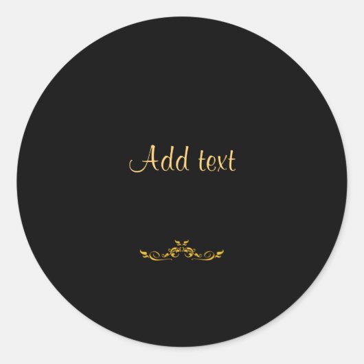 Elegant gold text op zwarte sjabloon ronde sticker (Voorkant)