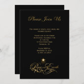 Elegant Gold Text Peace on Earth Black nodigt u ui Kaart (Voorkant / Achterkant)