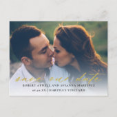 Elegant Gold Text Photo Weddenschap Save the Date Aankondigingskaart (Voorkant)
