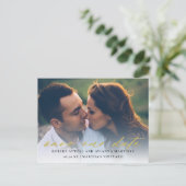 Elegant Gold Text Photo Weddenschap Save the Date Aankondigingskaart (Staand voorkant)