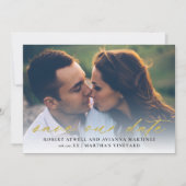 Elegant Gold Text Photo Wedding Save The Date (Voorkant)