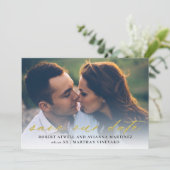 Elegant Gold Text Photo Wedding Save The Date (Staand voorkant)